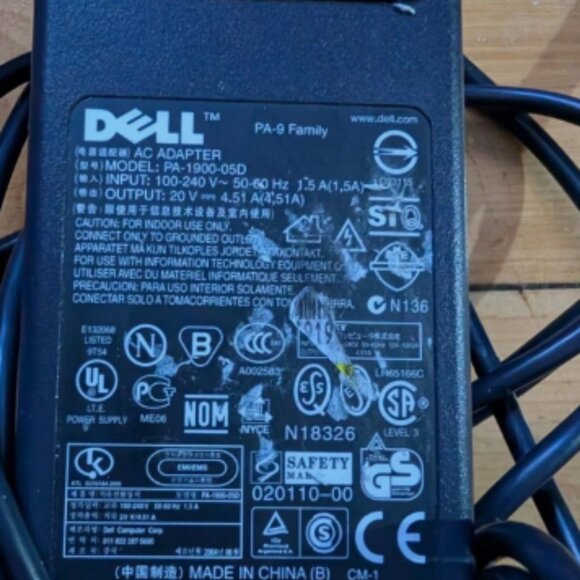 Dell Laptop Original Genuine 90W AC adapter for Dell PA-9 20V 4.5A 3 Female Pin - Picture 2 of 3